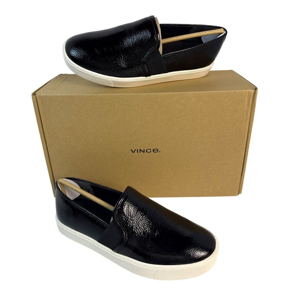 Vince Blair‎ Sneaker Casual Flats Womens 6.5 M Black Crinkle Leather Slip on